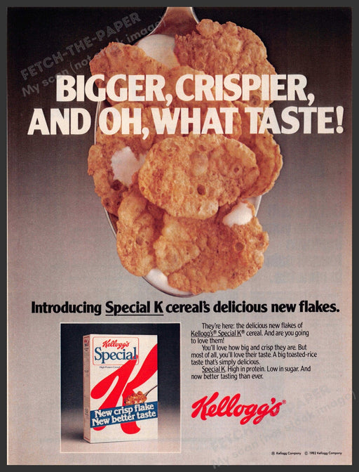 Kellogg's 1980s Magazine Print Advertisement 1983 Special K Crispier Kellogg's