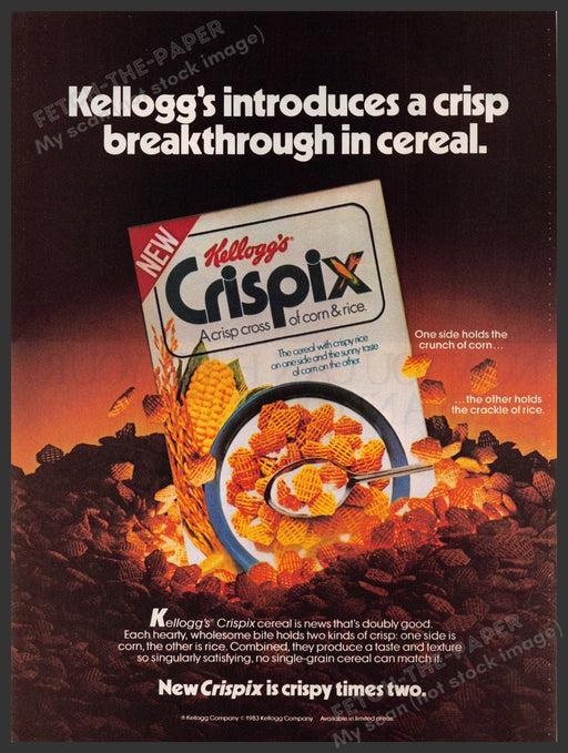 Kellogg's Crispix 1980s Print Advertisement Ad 1983 Cereal Corn & Rice Kellogg's