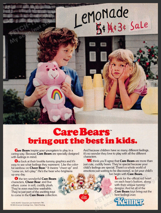 Kenner 1980s Print Advertisement Ad 1983 Care Bears Lemonade Stand Kenner