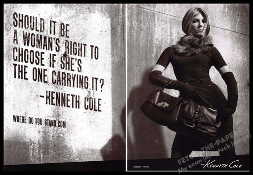 Kenneth Cole 2010s Print Advertisement (2 page) 2011 "Right to choose" Kenneth Cole
