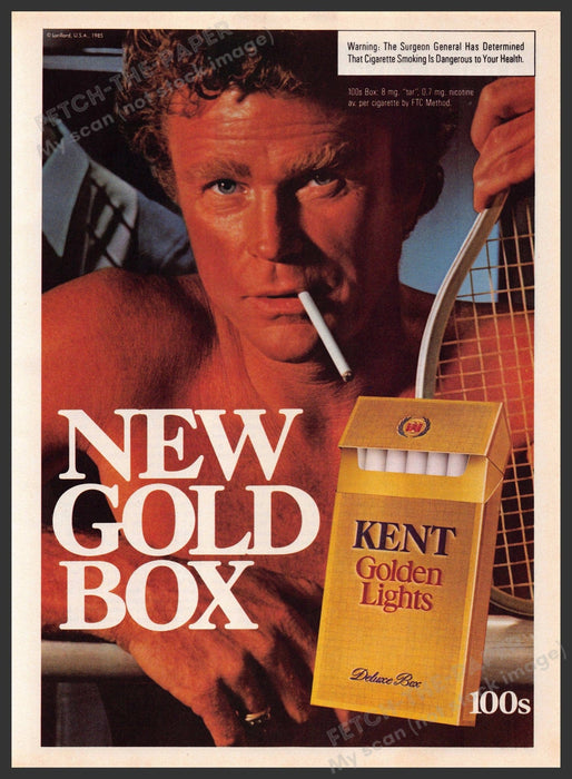 Kent Golden Lights 1980s Print Advertisement 1985 Guy Gym Locker Room Racket Kent