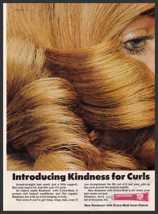 Kindness for Curls Hair 1960s Print Advertisement Ad 1969 Fetch the Paper!
