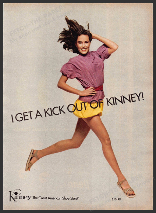 Kinney Shoes 1970s Print Advertisement 1979 Legs Teen "Get a kick out of Kinney" Kinney Shoes