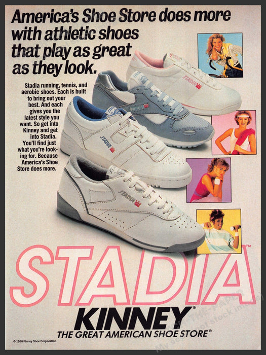 Kinney Stadia 1980s Magazine Print Advertisement 1986 Athletic Footwear Kinney Shoes