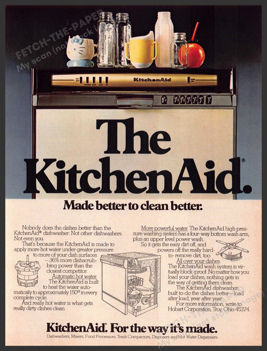 KitchenAid 1980s Magazine Print Advertisement 1983 Dishwasher KitchenAid