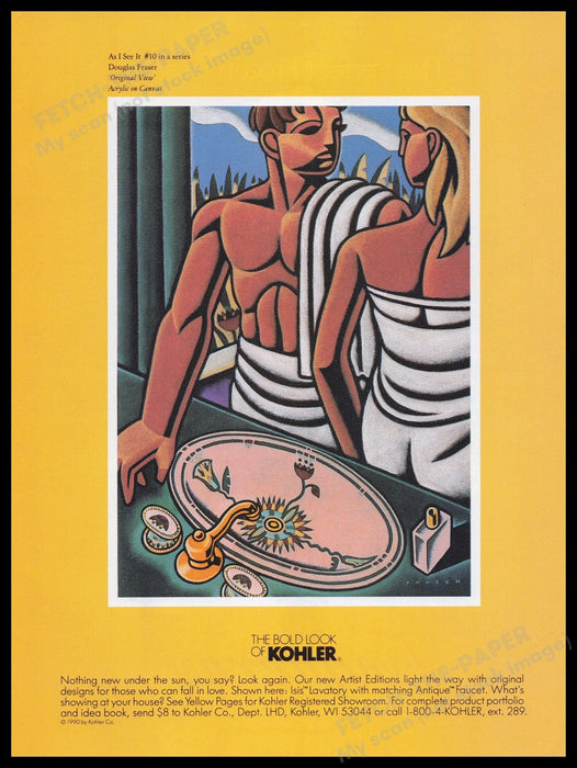 Kohler Douglas Fraser Illustration 1990s Print Advertisement Ad 1993 Fetch the Paper!