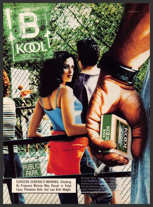 Kool 2000s Magazine Print Advertisement 2000 Public Park Sexy Girl Kool