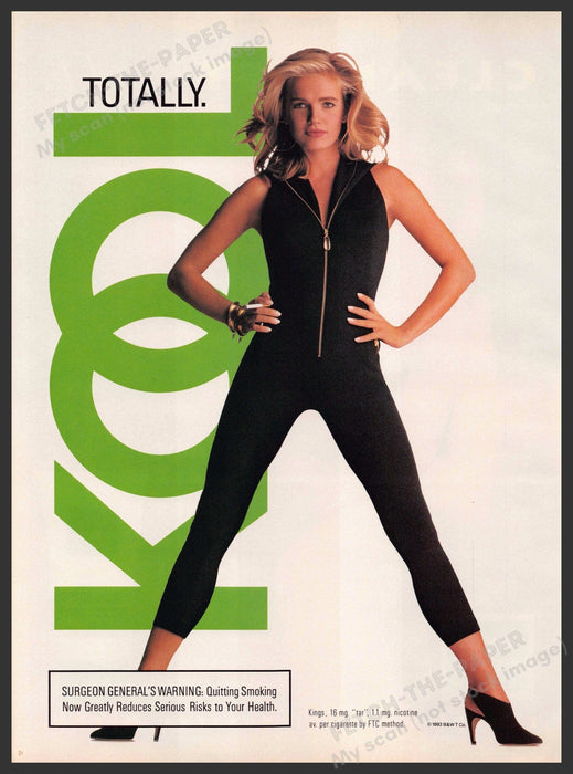 Kool Cigarettes 1990s Print Advertisement Ad 1993 Unitard Long Legs Blonde Kool