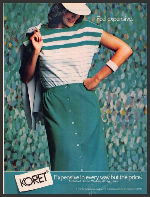 Koret 1980s Magazine Print Advertisement 1983 "Expensive in every way but price" Koret