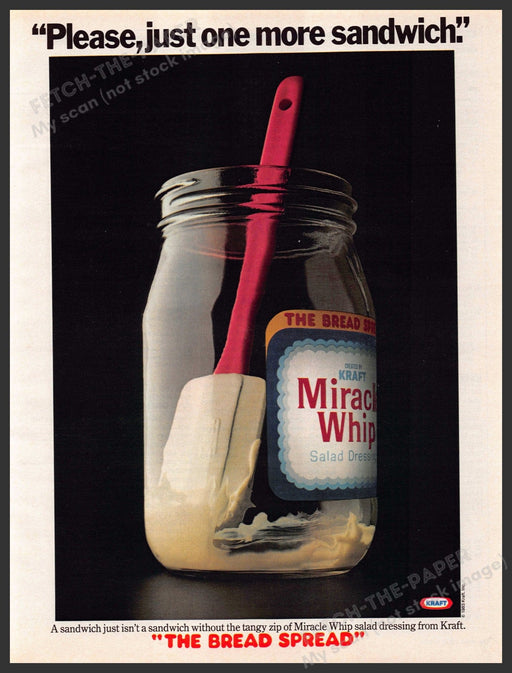 Kraft Miracle Whip 1980s Print Advertisement Ad 1983 "...just one more sandwich" Kraft
