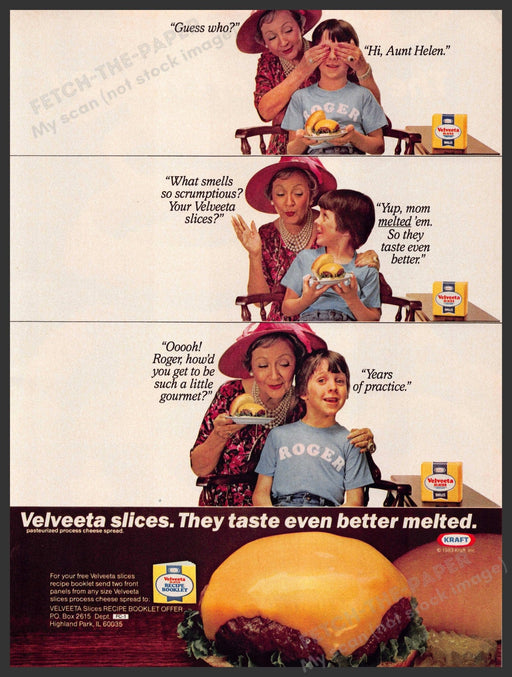 Kraft Velveeta 1980s Magazine Print Advertisement 1983 Grandma Kraft