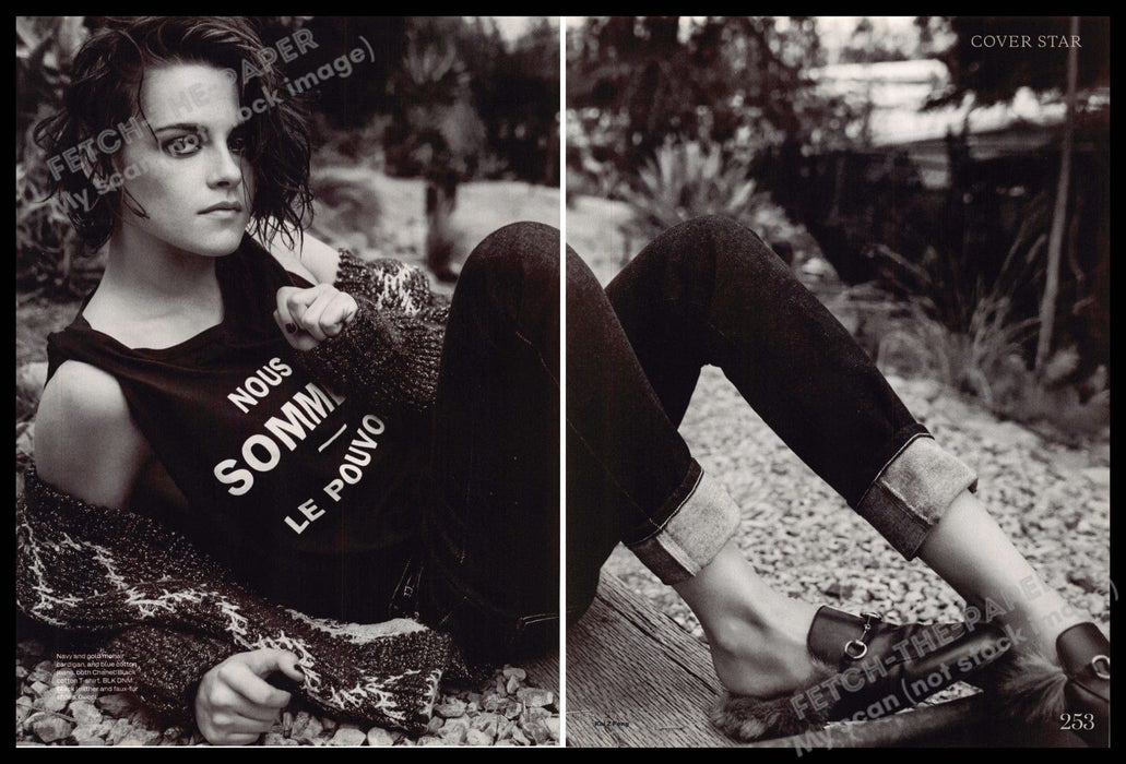 Kristen Stewart 2010s Magazine Photo (2 page) 2015 Legs Outdoors Kristen Stewart