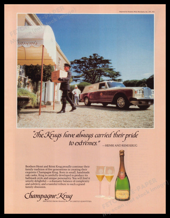 Krug Champagne 1980s Print Advertisement Ad 1984 "Carried pride to extremes" Fetch-the-Paper