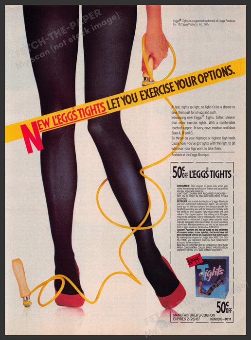 L'eggs Tights 1980s Print Advertisement 1986 Legs Hosiery Jump Rope Heels Fetch-the-Paper