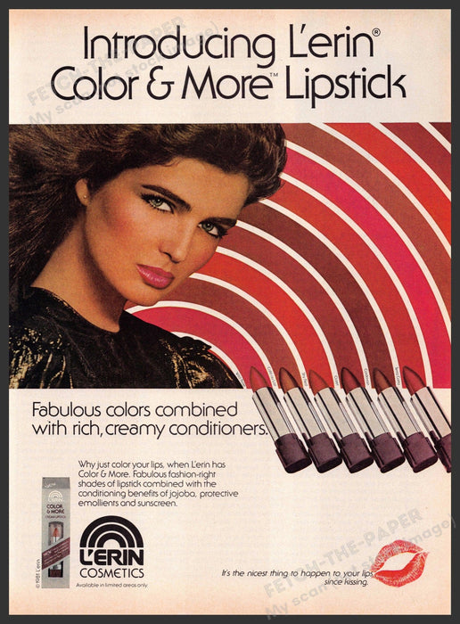 L'erin 1980s Magazine Print Advertisement 1981 Color & More Lipstick Fetch-the-Paper