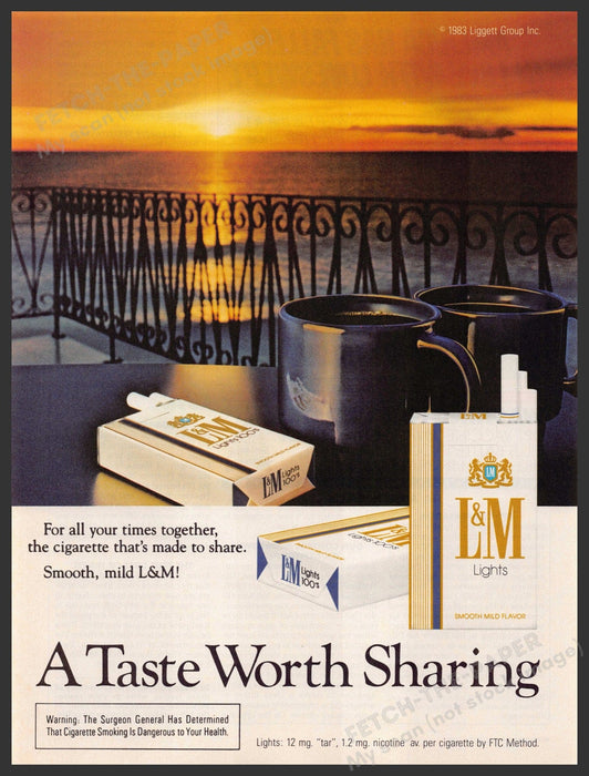 L&M Cigarettes 1980s Magazine Print Advertisement 1985 Sunset Beach House L&M Cigarettes