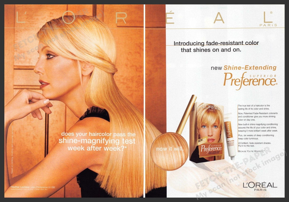 L'Oreal 2000s Print Advertisement (2 page) 2002 Heather Locklear Shine Test L'Oreal