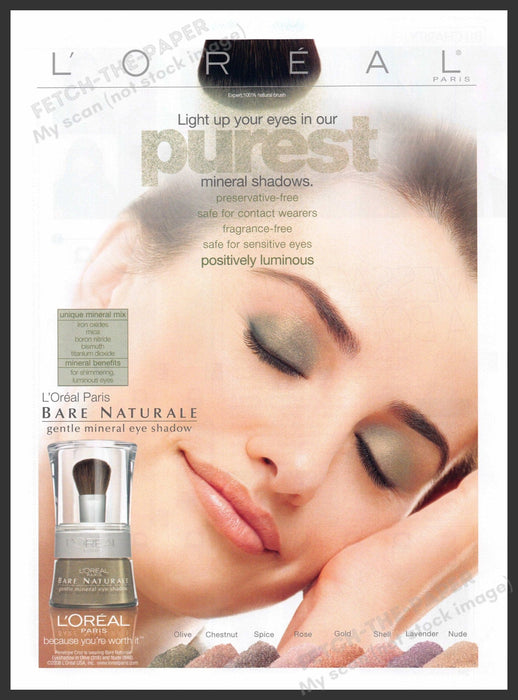 L'Oreal 2000s Print Advertisement Ad 2008 Minerals Penelope Cruz Face L'Oreal
