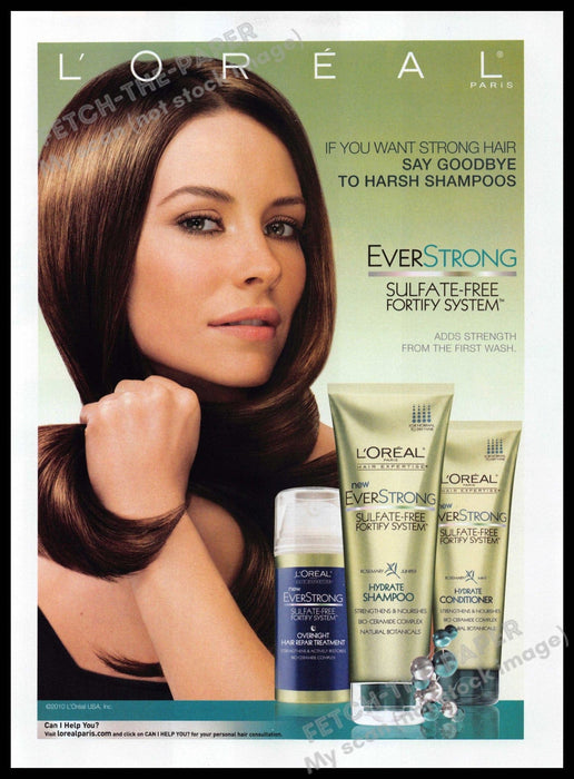 L'Oreal 2010s Print Advertisement Evangeline Lily Actress Hair Everstrong 2010 L'Oreal