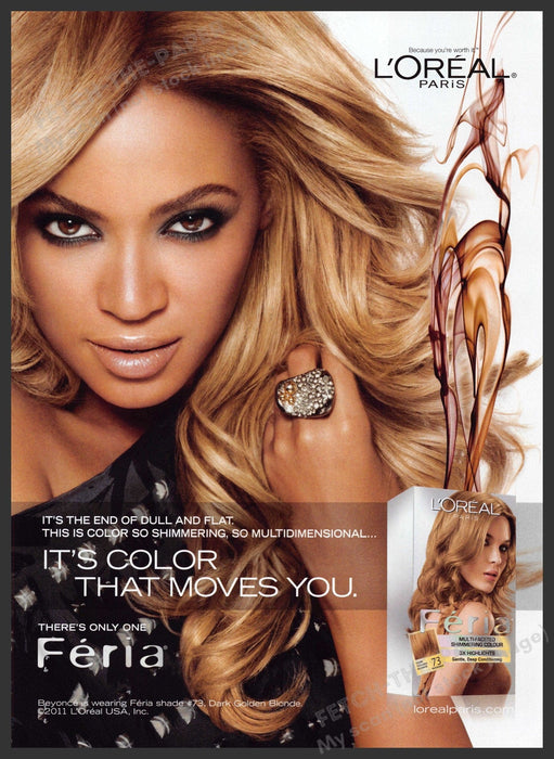 L'Oreal Feria Beyonce 2010s Print Advertisement 2012 Hair Blonde Fetch-the-Paper