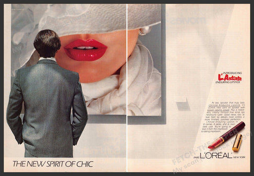 L'Oreal L'artiste Enduring Liptsticks 1980s Print Advertisement (2 pages) 1981 Fetch-the-Paper