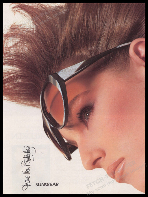 La Blanca Sunglasses 1980s Print Advertisement Ad 1984 Diane Von Furstenberg Fetch the Paper!