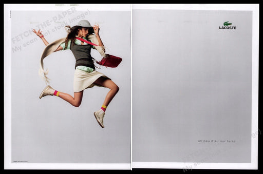 LaCoste 2000s Print Advertisement 2005 (2 pages) Legs Girl Jumping Fetch-the-Paper