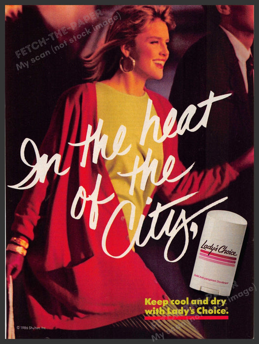Lady's Choice 1980s Magazine Print Advertisement 1986 "In the heat of the city" Lady's Choice