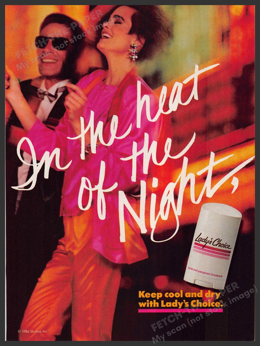 Lady's Choice 1980s Magazine Print Advertisement 1986 "In the heat of the night" Lady's Choice