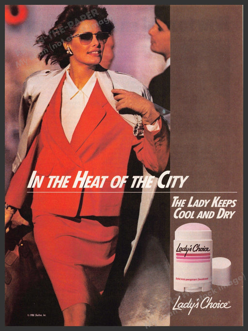 Lady's Choice 1980s Print Advertisement Ad 1986 Working Woman "Heat of the city" Lady's Choice