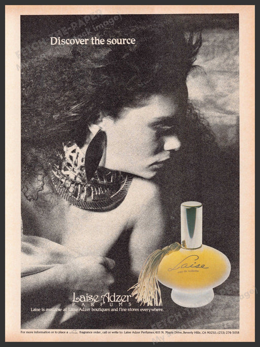 Laise Adzer 1980s Print Advertisement 1986 Perfume "Discover the source" Fetch-the-Paper