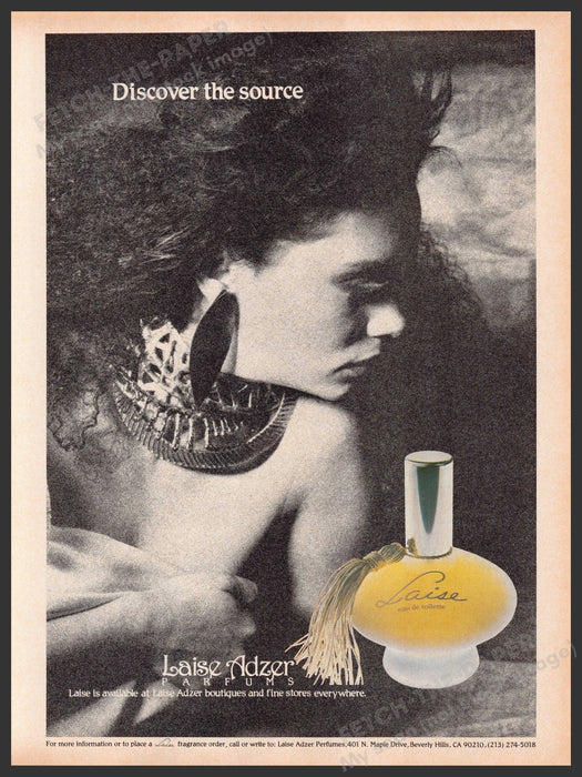 Laise Adzer 1980s Print Advertisement 1986 Perfume "Discover the source" Fetch-the-Paper
