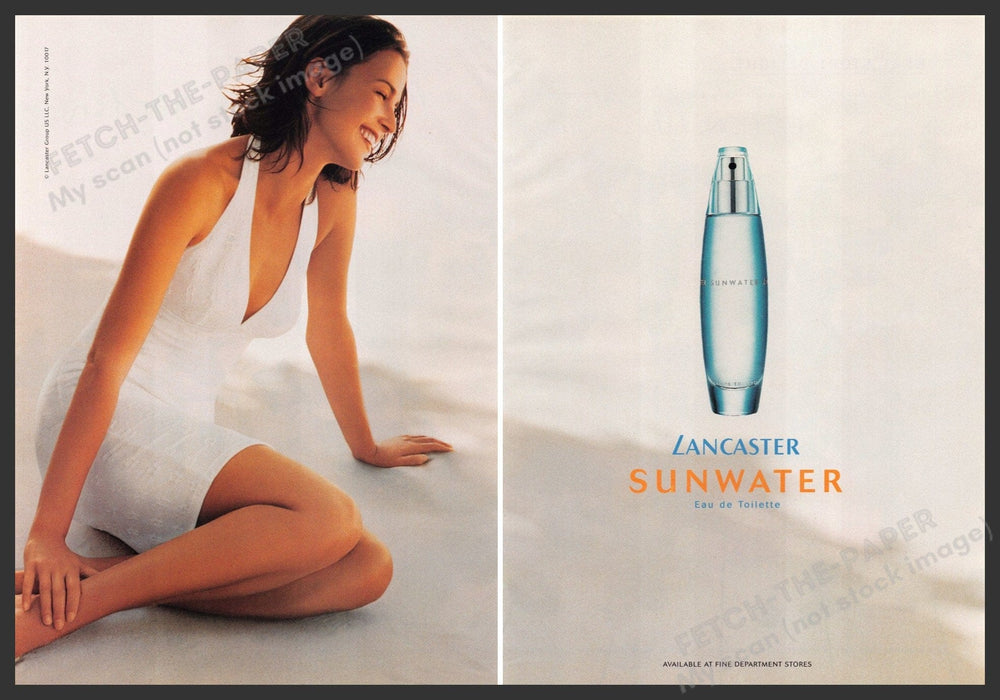 Lancaster Sunwater 1990s Magazine Print Advertisement (2 pgs) 1998 Legs Lancaster Sunwater