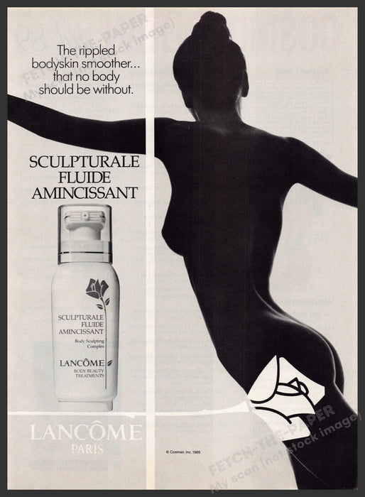 Lancome 1980s Print Advertisement 1989 Bare Body Silhouette Skin Lancome