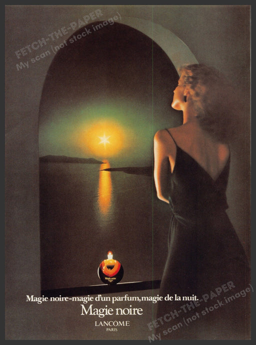Lancome Paris Magie Noire Fragrance 1980s Print Advertisement Ad 1980 Fetch-the-Paper