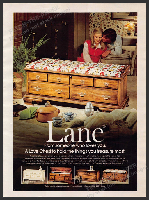Lane Cedar Chests 1980s Print Advertisement 1981 Love Chest Couple Lane