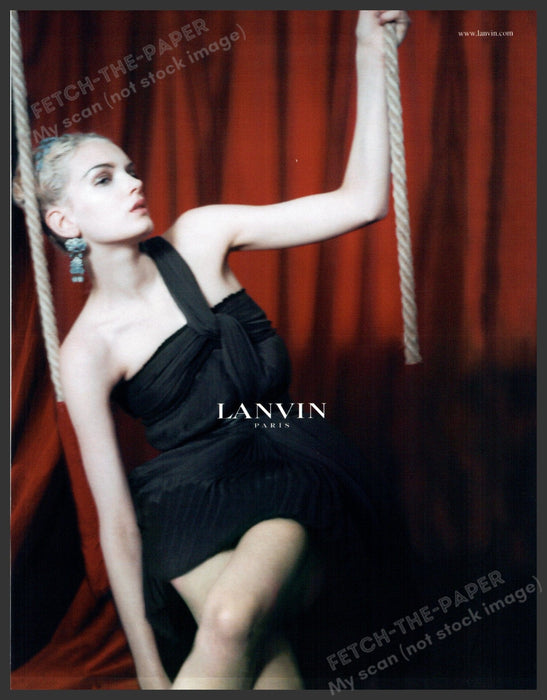 Lanvin Paris 2000s Print Advertisement 2005 Model on Rope Swing Fetch-the-Paper