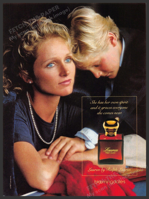 Lauren 1980s Magazine Print Advertisement 1987 Ralph Lauren "Her own spirit" Ralph Lauren
