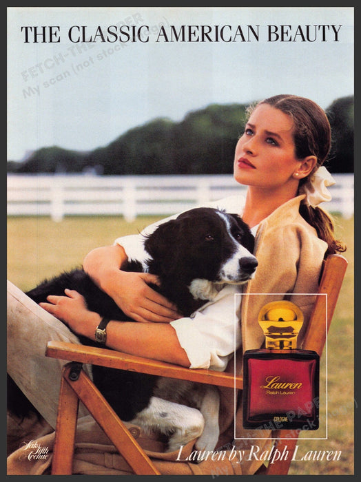 Lauren by Ralph Lauren 1980s Magazine Print Advertisement 1989 Border Collie Dog Ralph Lauren
