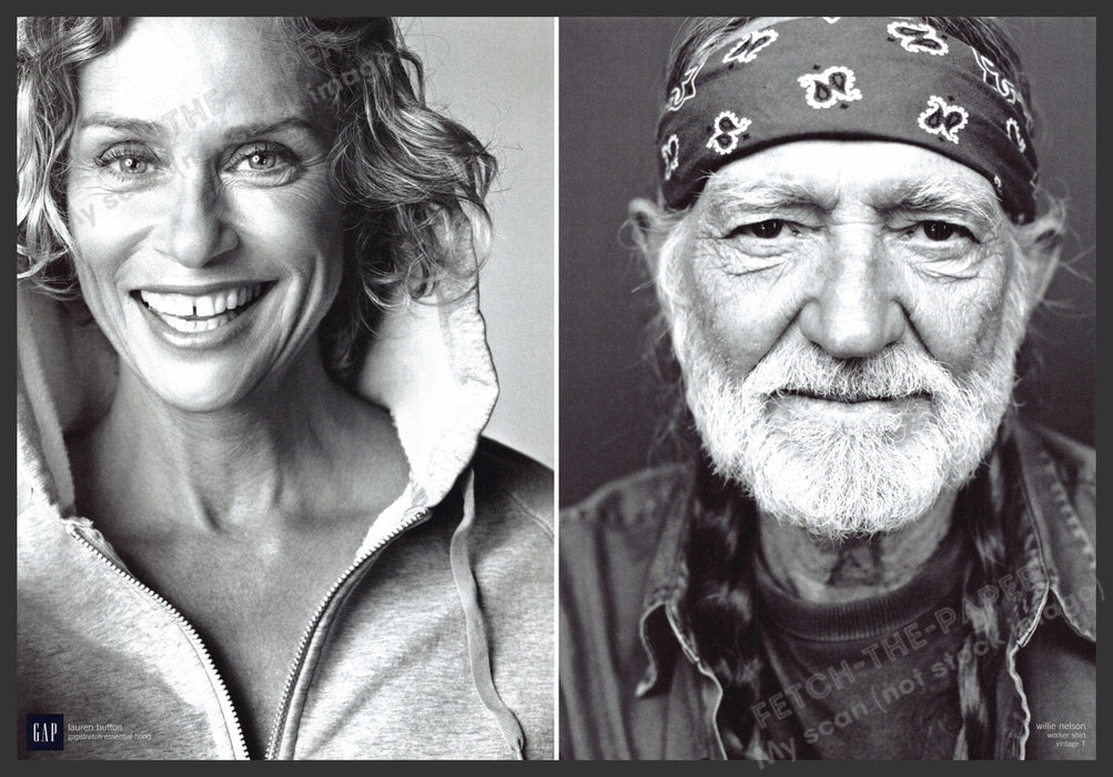 Lauren Hutton & Willie Nelson for Gap Magazine Photo 2002 Fetch-the-Paper