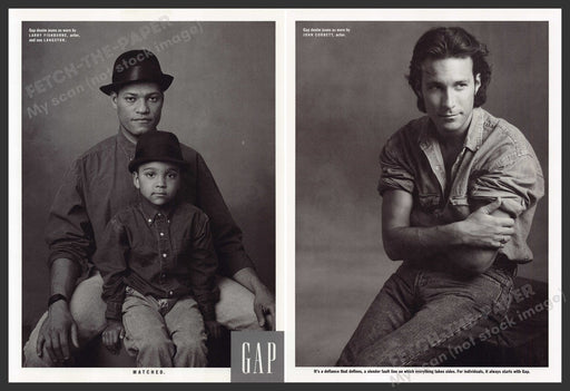 Laurence Fishburne & John Corbett for Gap 1990s Magazine Photo Front & Back 1992 Fetch the Paper!