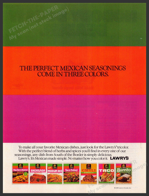 Lawry's 1980s Magazine Print Advertisement 1985 Mexican Seasonings Lawry's