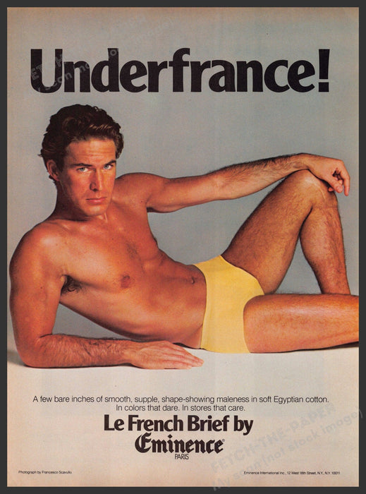 Le French Brief by Eminence 1970s Print Advertisement Ad 1979 Men's Underwear Fetch-the-Paper