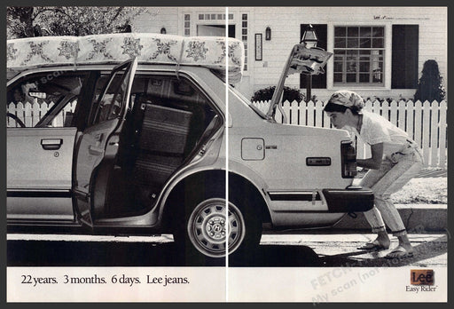 Lee 1980s Print Advertisement (2 pg) 1989 Easy Rider Girl Going off the College Lee