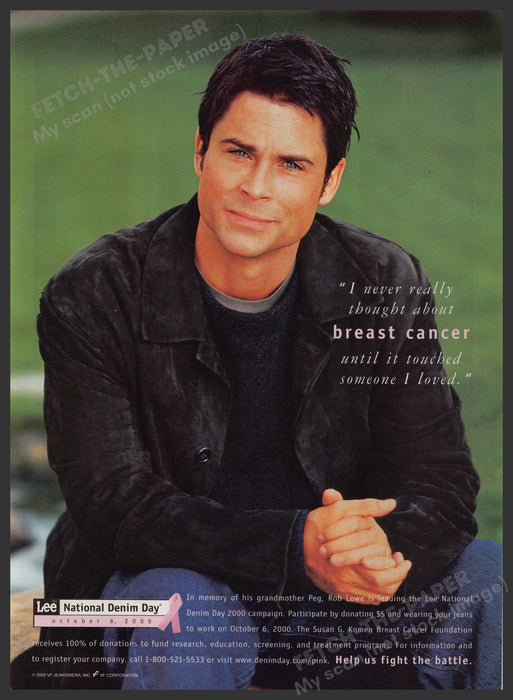 Lee Breast Cancer Awareness Rob Lowe 2010s Print Advertisement Ad 2010 Fetch-the-Paper