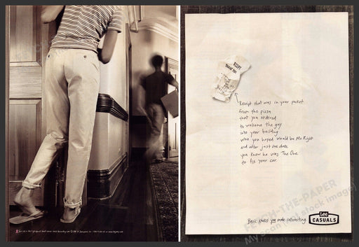Lee Casuals 1990s Magazine Print Ad (2 pgs) 1998 Khakis Made Interesting Fetch-the-Paper
