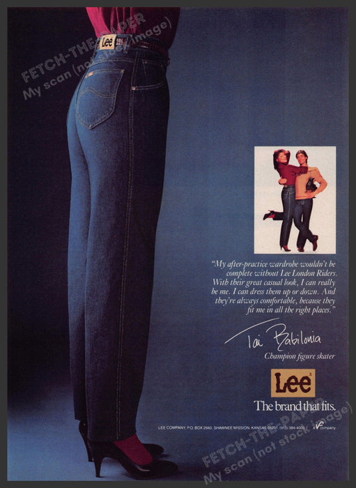 Lee Jeans 1980s Print Advertisement 1983 Tai Babilonia Figure Skater Fetch-the-Paper