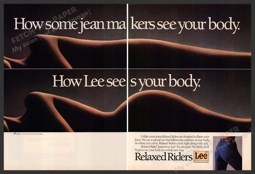 Lee Jeans 1980s Print Advertisement (2 page) 1987 Relaxed Riders Curvy Body Lee