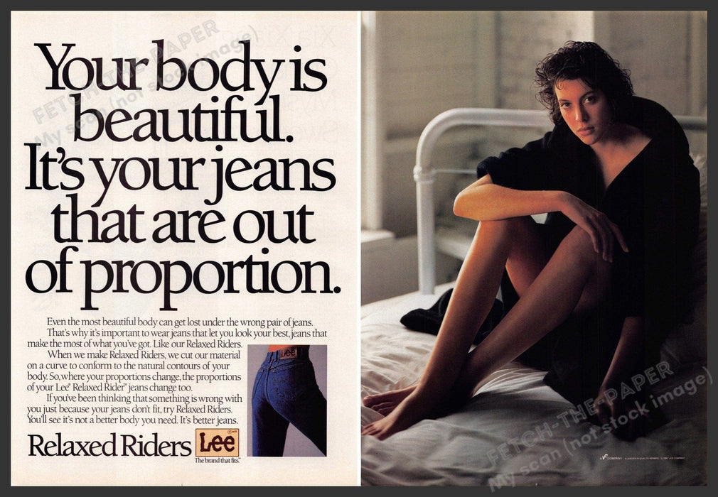 Lee Relaxed Riders 1980s Print Advertisement (2 pg) Perfume 1987 Beautiful Body Lee Relaxed Riders