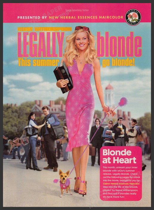 Legally Blonde Movie Release 2000s Print Advertisement Ad 2001 Reese Bruiser Fetch-the-Paper